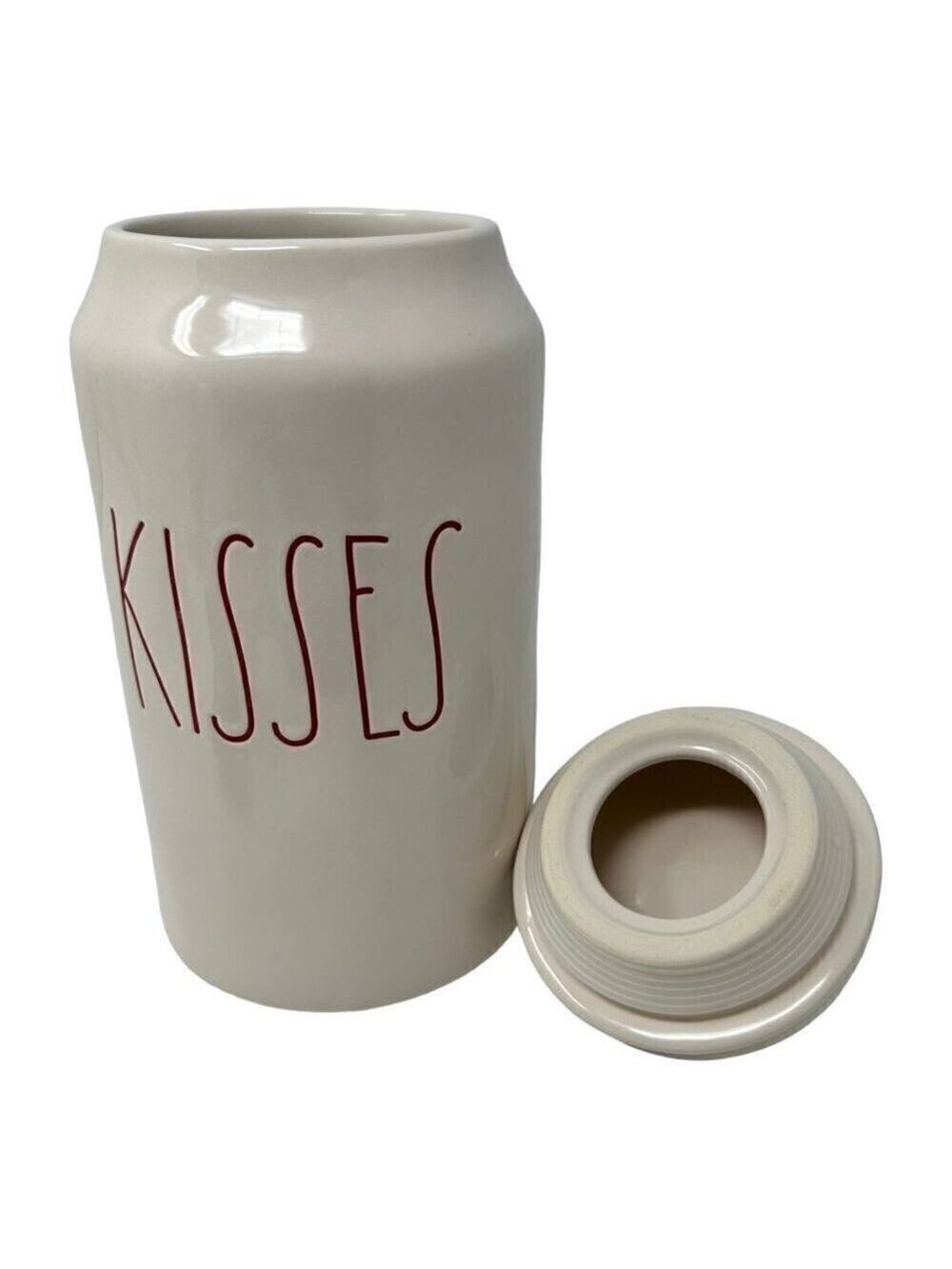 Rae Dunn KISSES Ceramic Canister 9in Tall Magenta Valentines Day Love Holiday - Picture 9 of 11